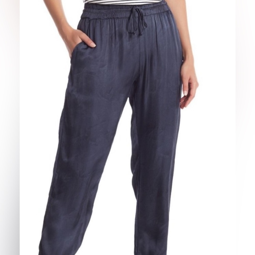 Young Fabulous and Broke Navy Blue Satin Joggers